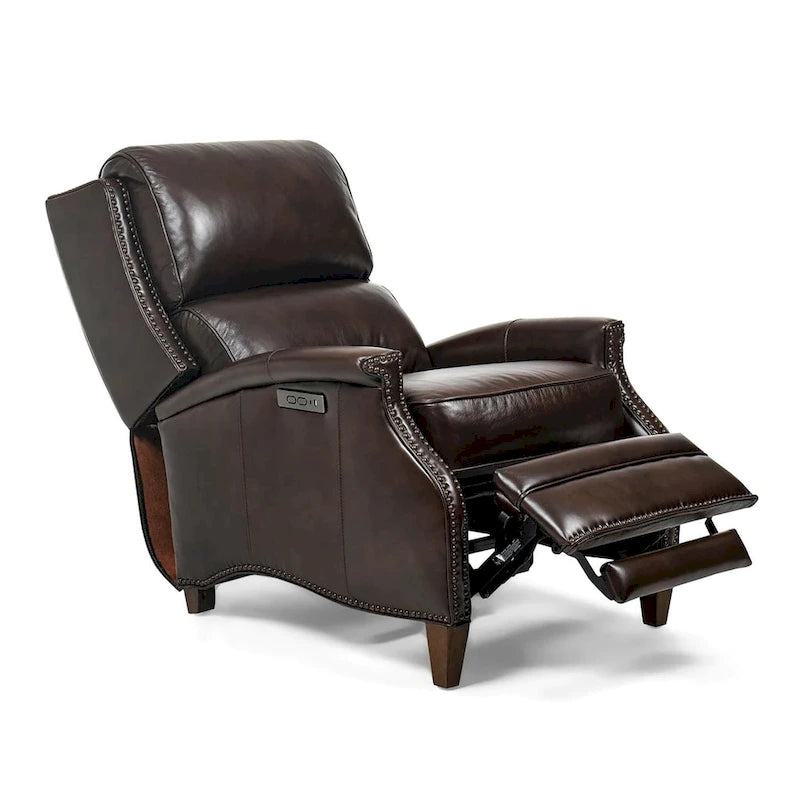 Genuine Leather Power Recliner with USB Charging