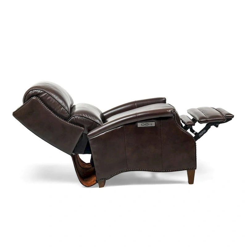 Genuine Leather Power Recliner with USB Charging