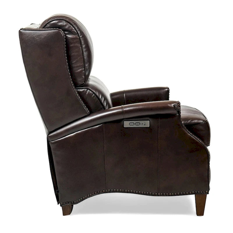 Genuine Leather Power Recliner with USB Charging