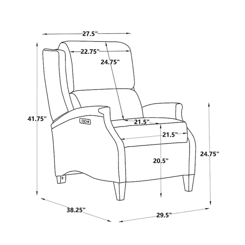 Genuine Leather Power Recliner with USB Charging