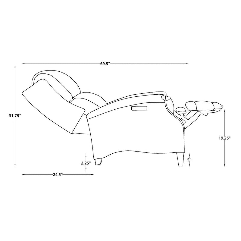 Genuine Leather Power Recliner with USB Charging