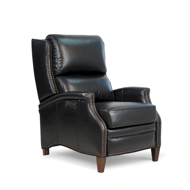 Genuine Leather Power Recliner with USB Charging