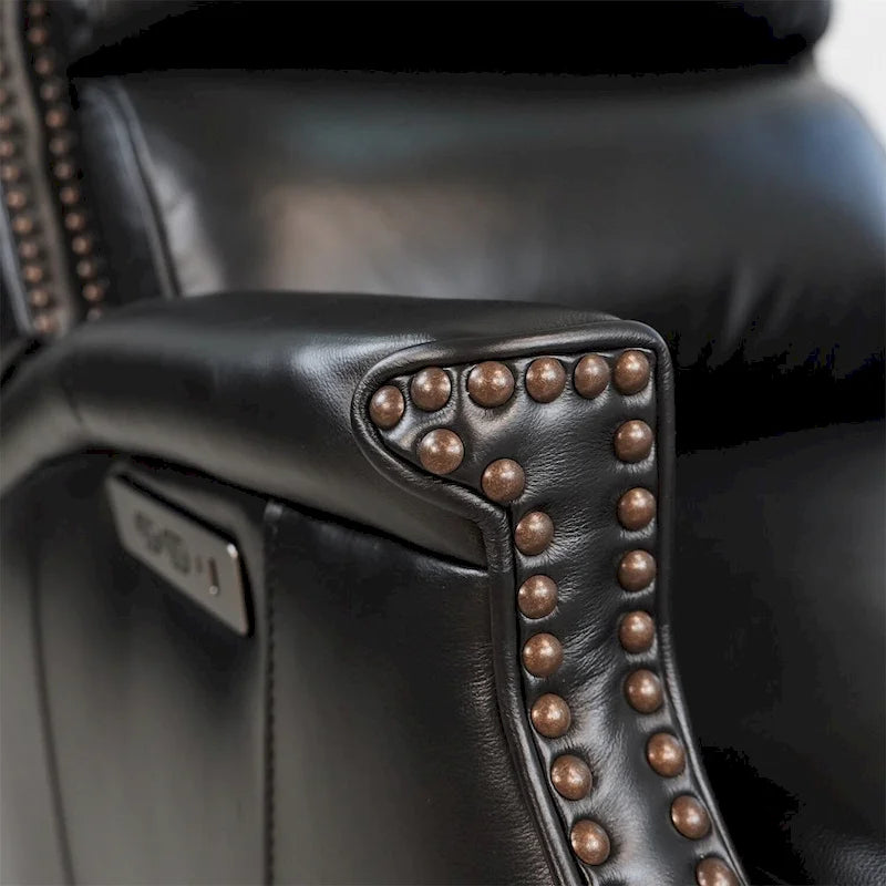 Genuine Leather Power Recliner with USB Charging