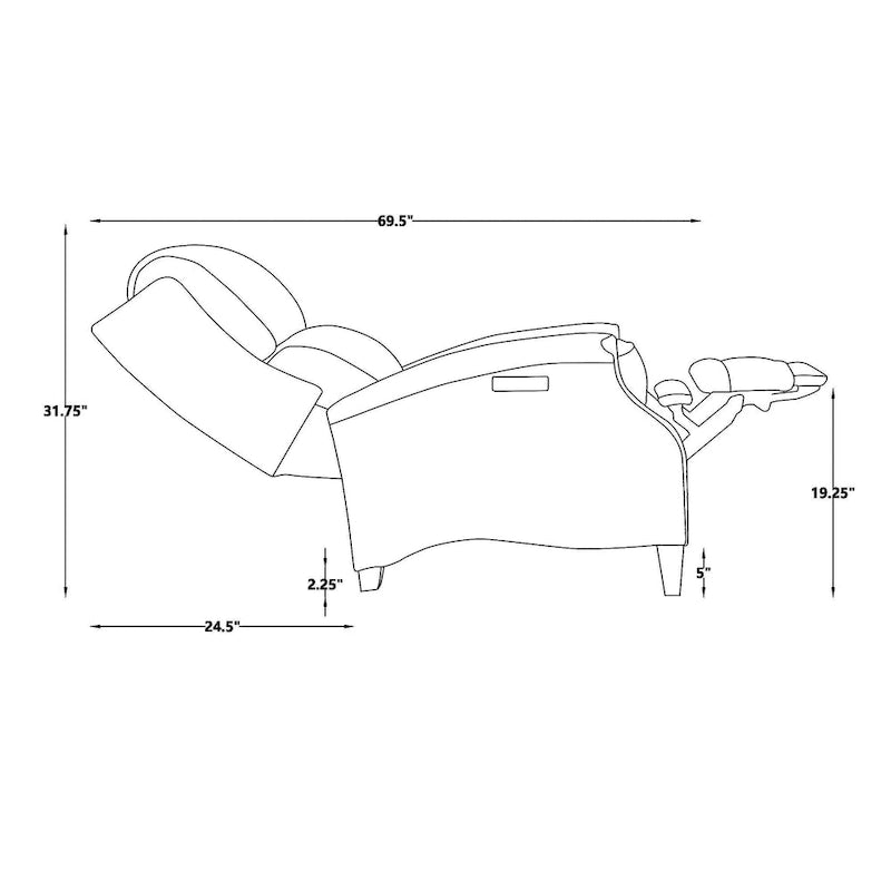 Genuine Leather Power Recliner with USB Charging