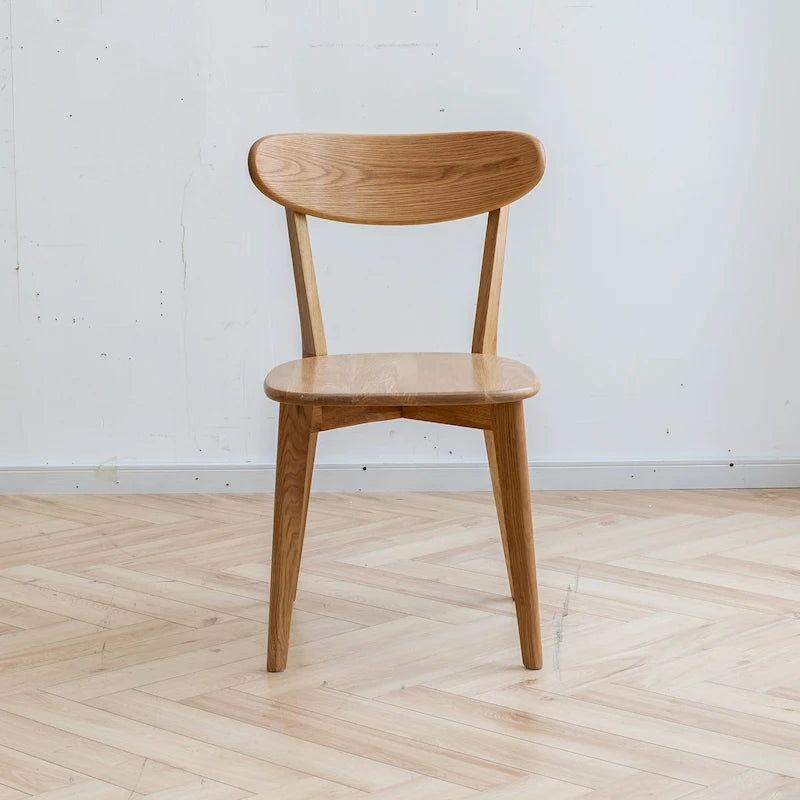Solid Oak Dining Chair with Curved Backrest