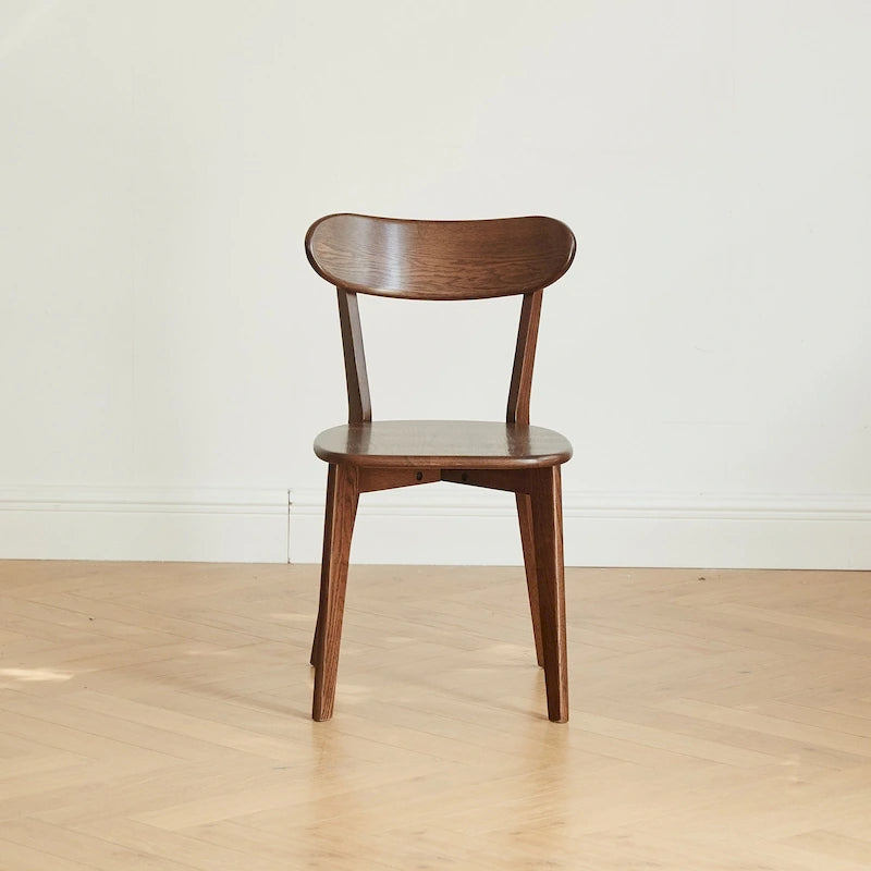 Solid Oak Dining Chair with Curved Backrest
