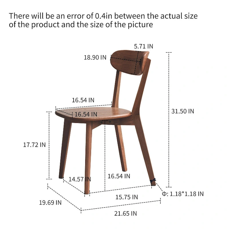 Solid Oak Dining Chair with Curved Backrest