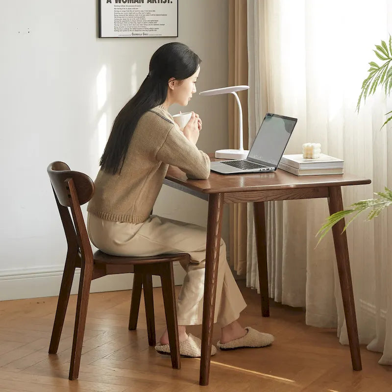 Solid Oak Dining Chair with Curved Backrest