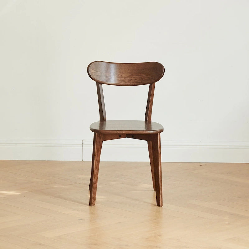 Solid Oak Dining Chair with Curved Backrest