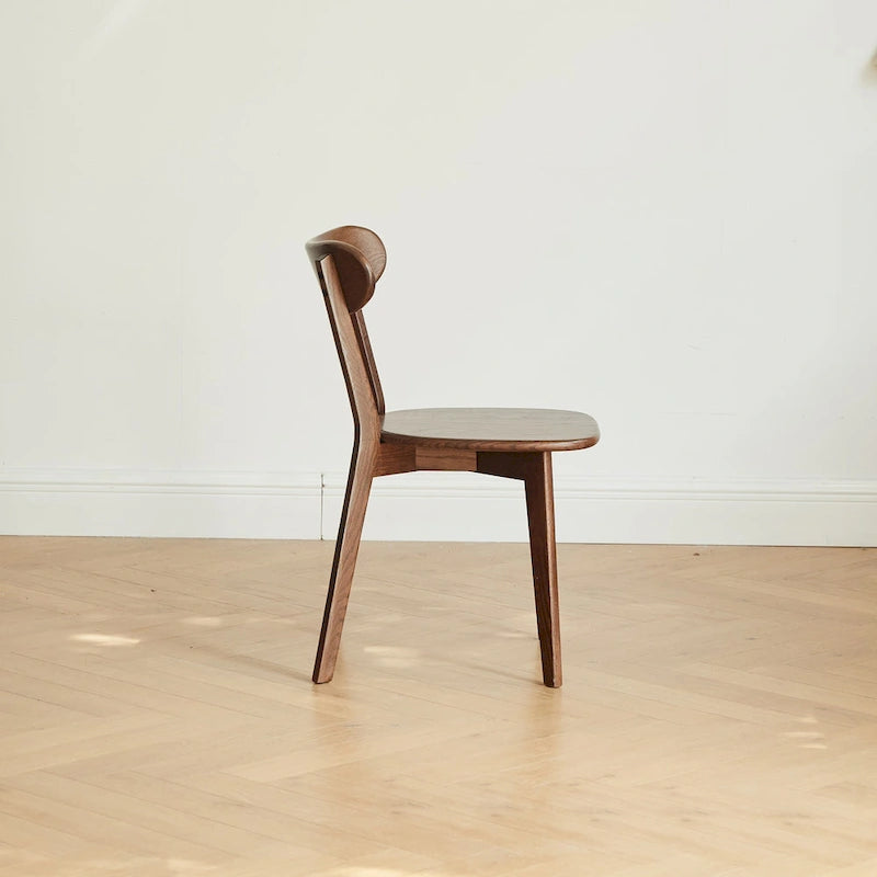 Solid Oak Dining Chair with Curved Backrest