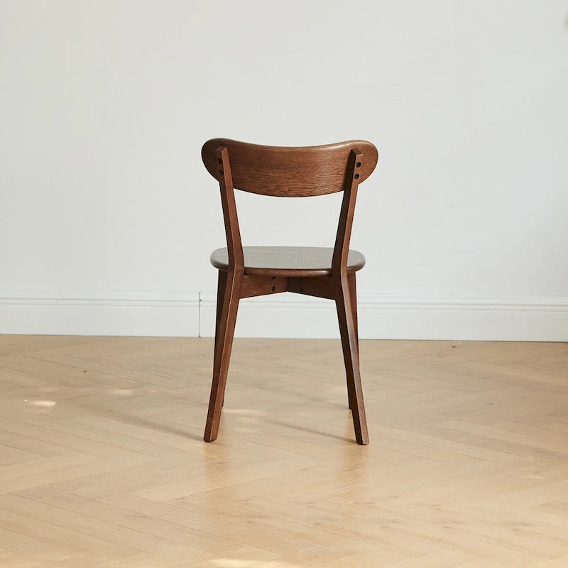 Solid Oak Dining Chair with Curved Backrest