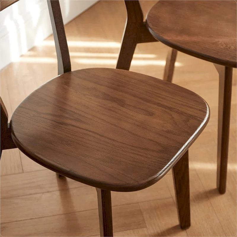 Solid Oak Dining Chair with Curved Backrest