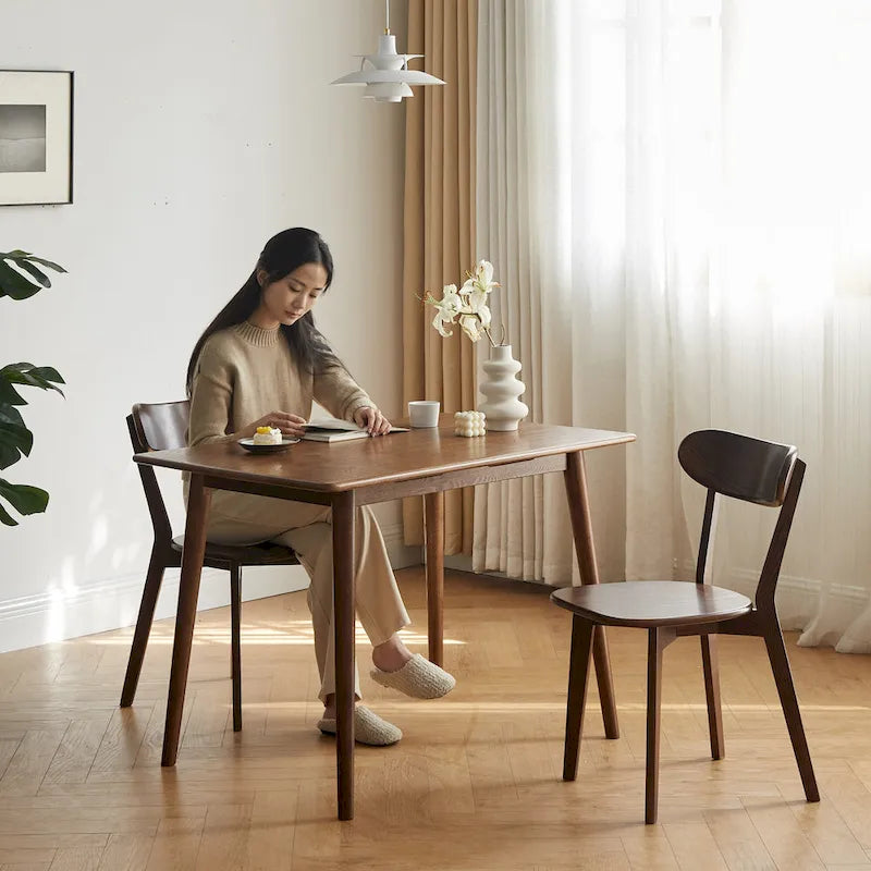Solid Oak Dining Chair with Curved Backrest