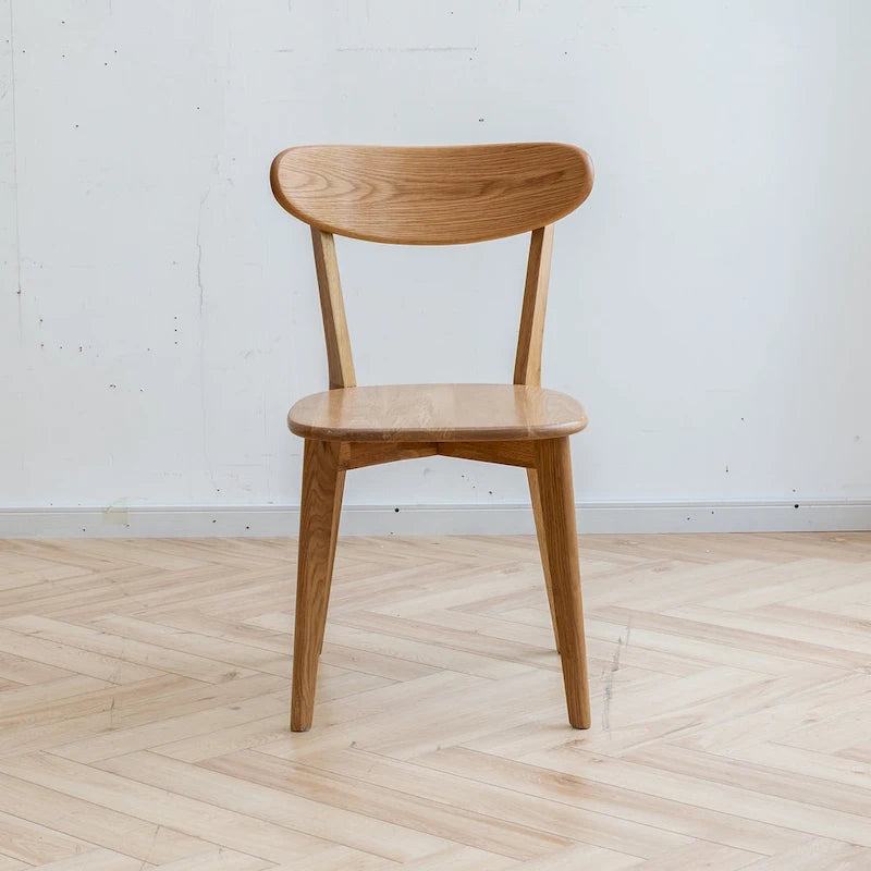 Solid Oak Dining Chair with Curved Backrest