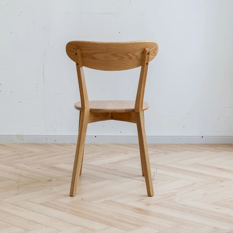 Solid Oak Dining Chair with Curved Backrest
