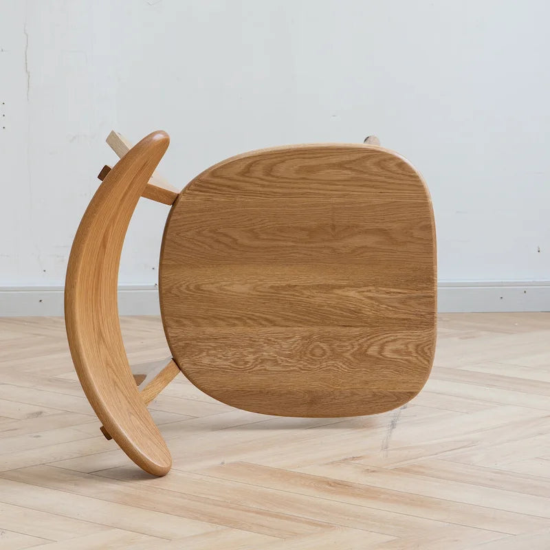 Solid Oak Dining Chair with Curved Backrest