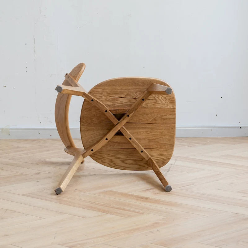 Solid Oak Dining Chair with Curved Backrest