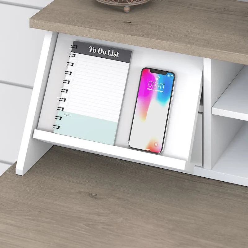 60-Inch L-Shaped Computer Desk with Storage and Organizer