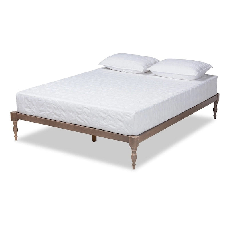 Contemporary Platform Bed Frame with Turned Legs