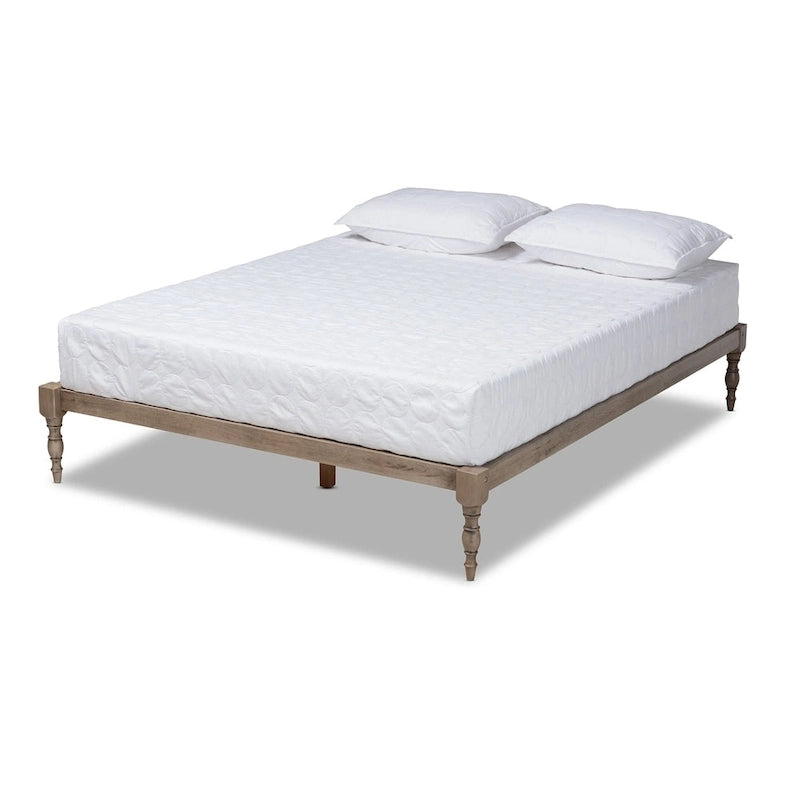 Contemporary Platform Bed Frame with Turned Legs