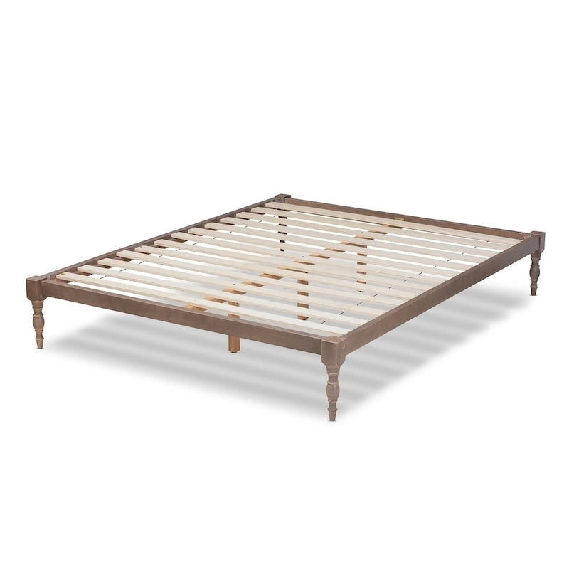 Contemporary Platform Bed Frame with Turned Legs