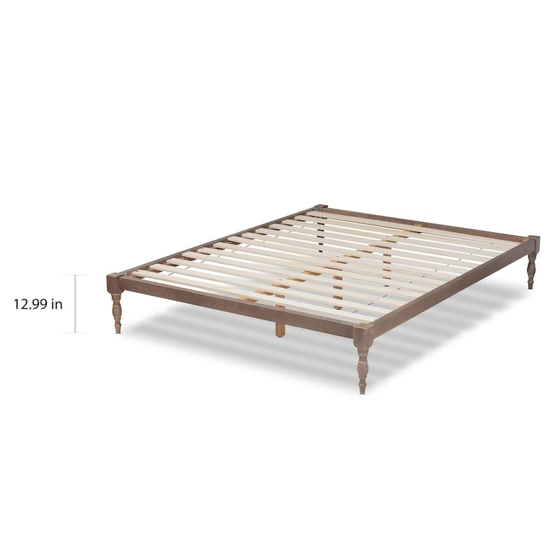 Contemporary Platform Bed Frame with Turned Legs