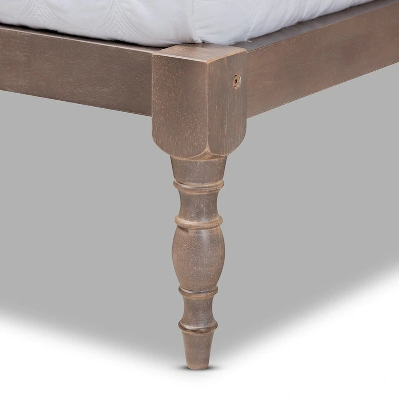 Contemporary Platform Bed Frame with Turned Legs