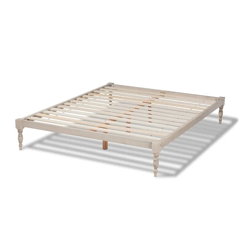 Contemporary Platform Bed Frame with Turned Legs