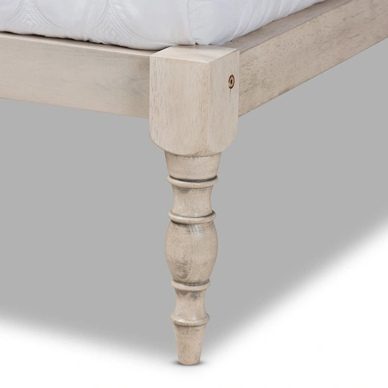 Contemporary Platform Bed Frame with Turned Legs