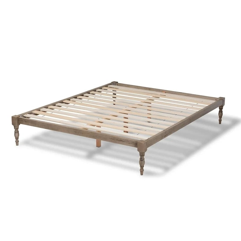 Contemporary Platform Bed Frame with Turned Legs