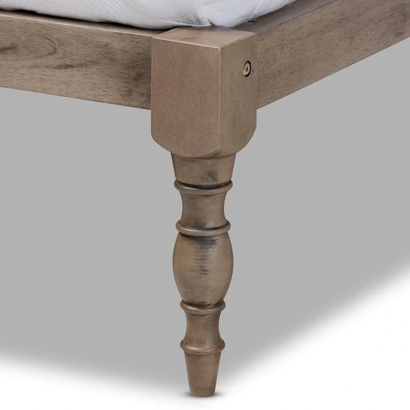 Contemporary Platform Bed Frame with Turned Legs