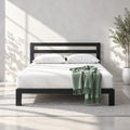 Black Metal King Platform Bed with Headboard