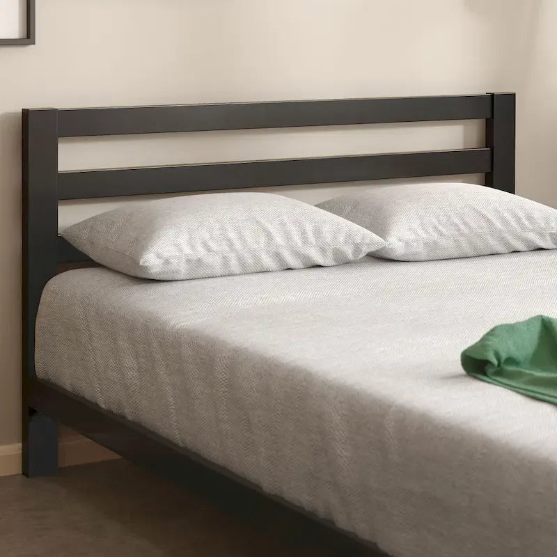 Black Metal King Platform Bed with Headboard