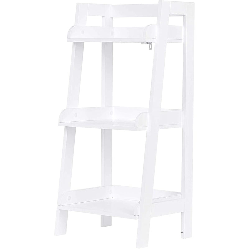 3-Tier Ladder Shelf, Freestanding Open Wood Shelving Unit (White)