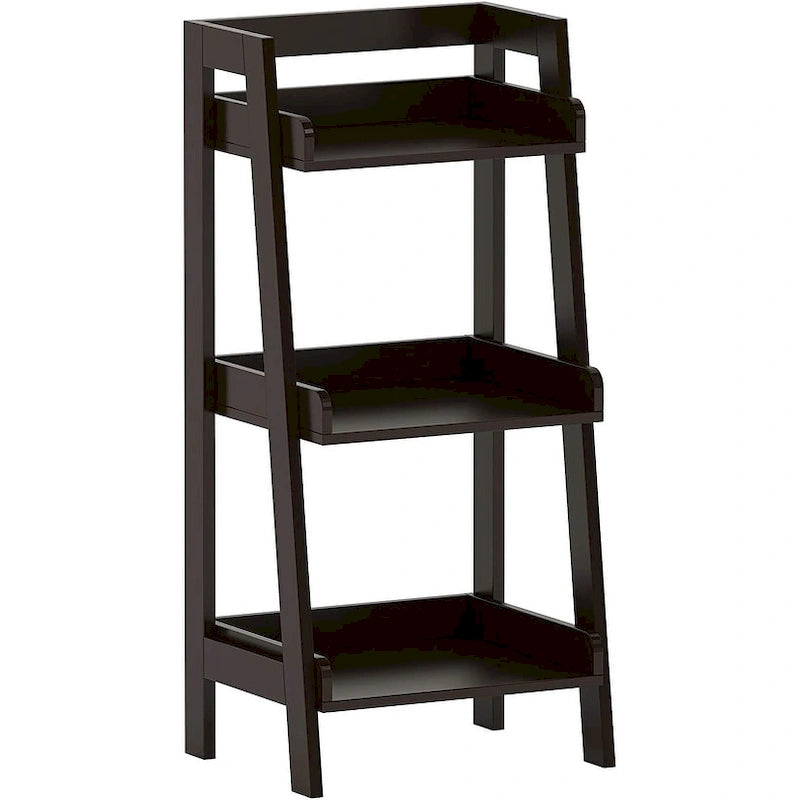 3-Tier Ladder Shelf, Freestanding Open Wood Shelving Unit (White)