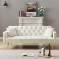 Cream Tufted Velvet Convertible Sofa Bed