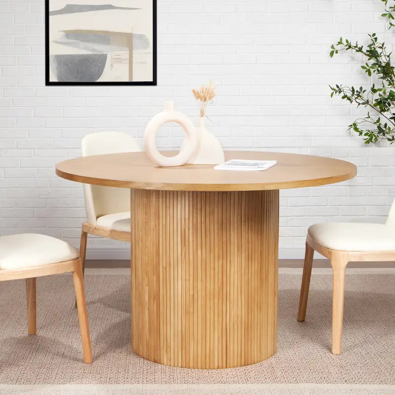 Round Fluted Solid Wood Dining Table