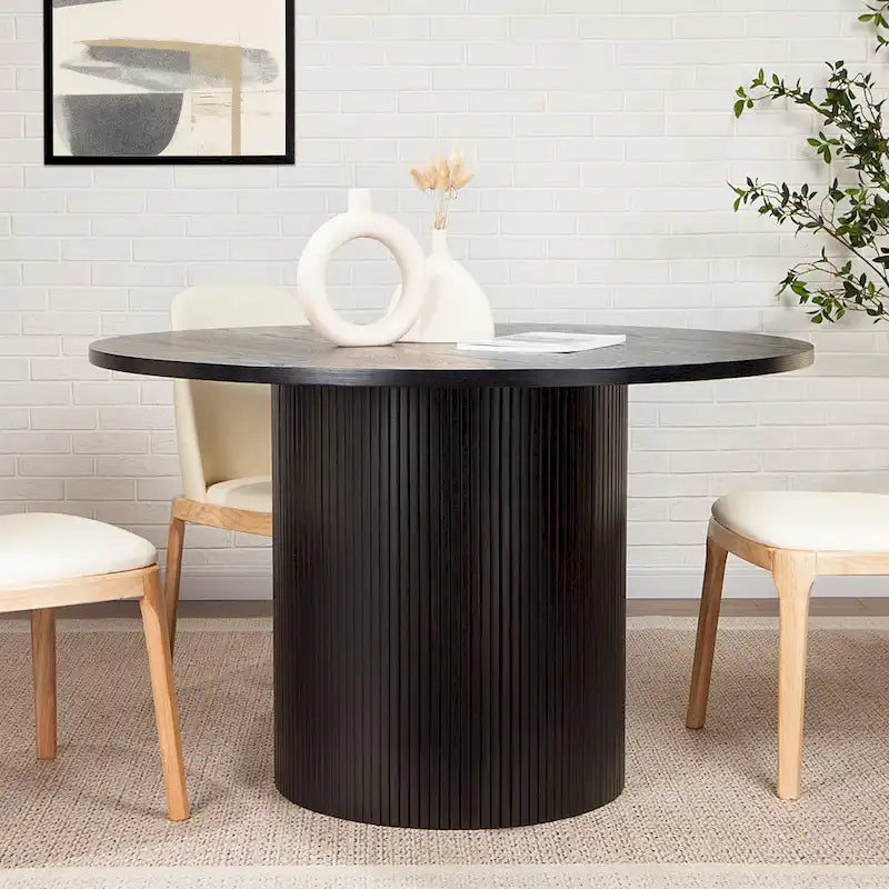 Round Fluted Solid Wood Dining Table