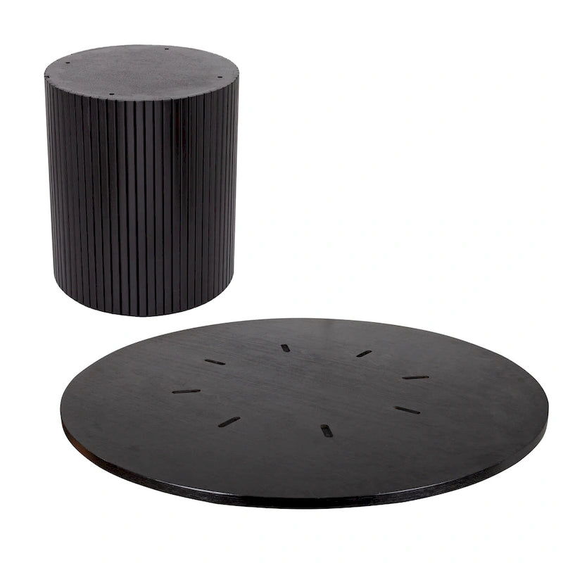Round Fluted Solid Wood Dining Table