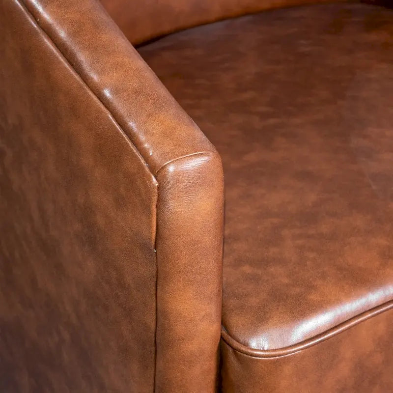 Swivel Barrel Accent Chair with Vinyl Wrapped Base