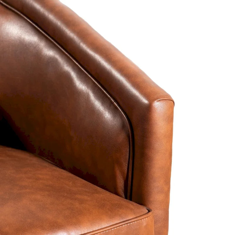 Swivel Barrel Accent Chair with Vinyl Wrapped Base