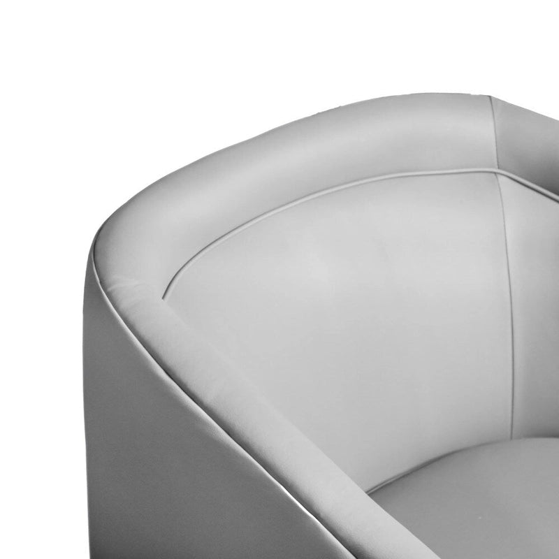 Swivel Barrel Accent Chair with Vinyl Wrapped Base