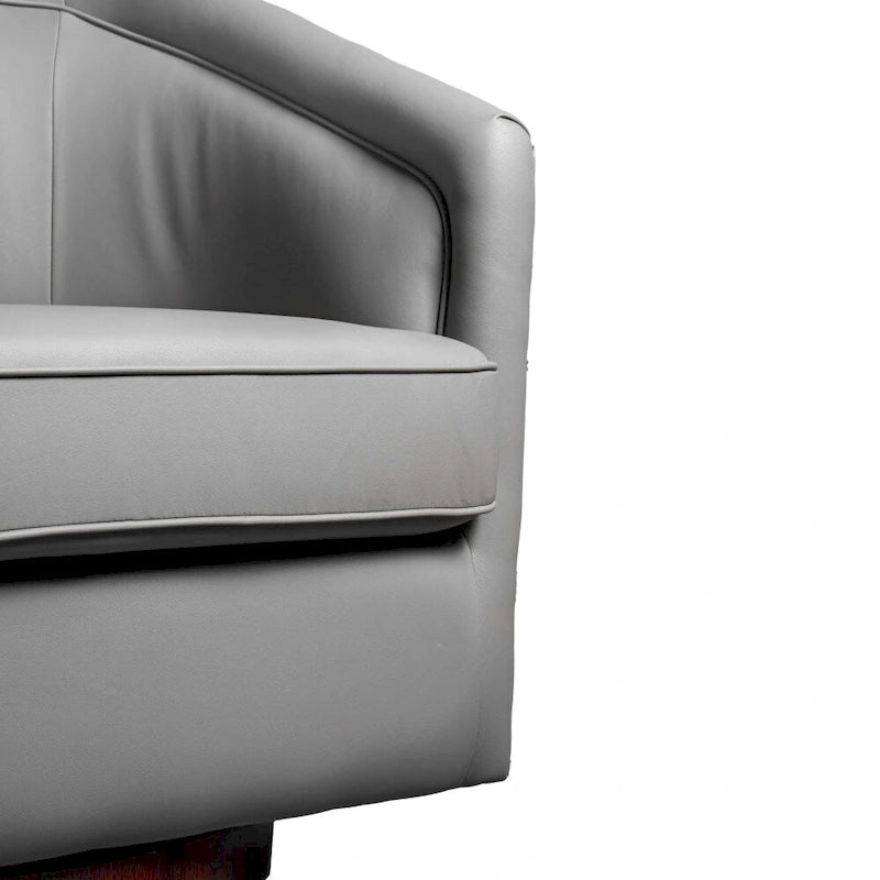 Swivel Barrel Accent Chair with Vinyl Wrapped Base