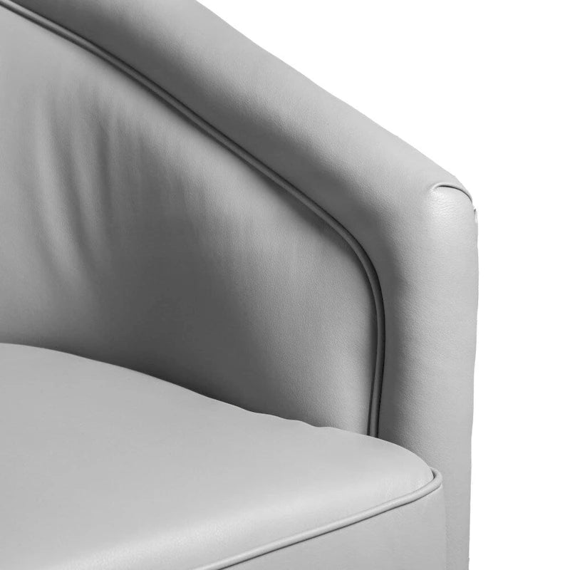 Swivel Barrel Accent Chair with Vinyl Wrapped Base