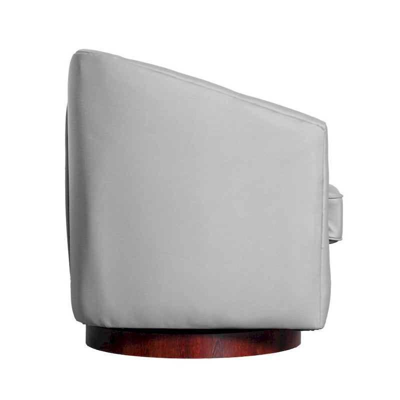 Swivel Barrel Accent Chair with Vinyl Wrapped Base