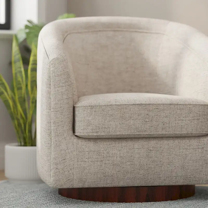 Swivel Barrel Accent Chair with Vinyl Wrapped Base