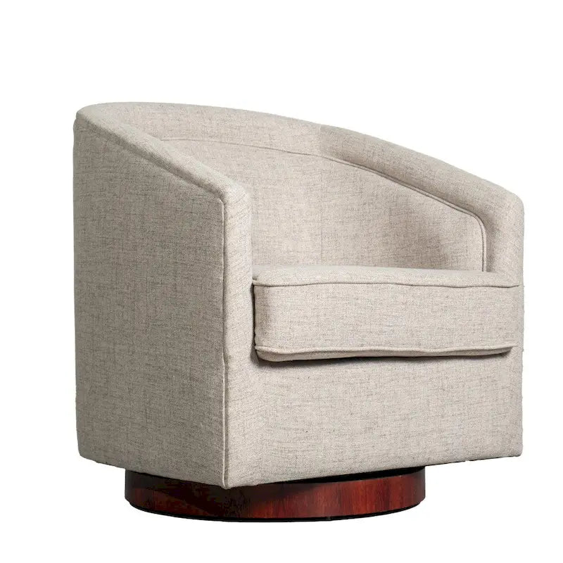 Swivel Barrel Accent Chair with Vinyl Wrapped Base