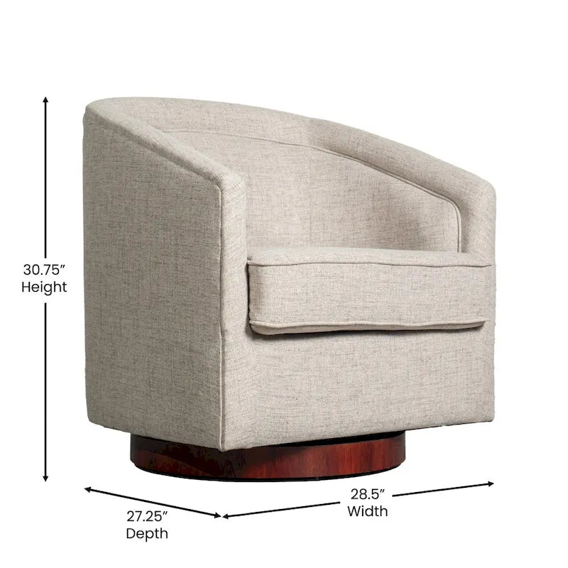 Swivel Barrel Accent Chair with Vinyl Wrapped Base