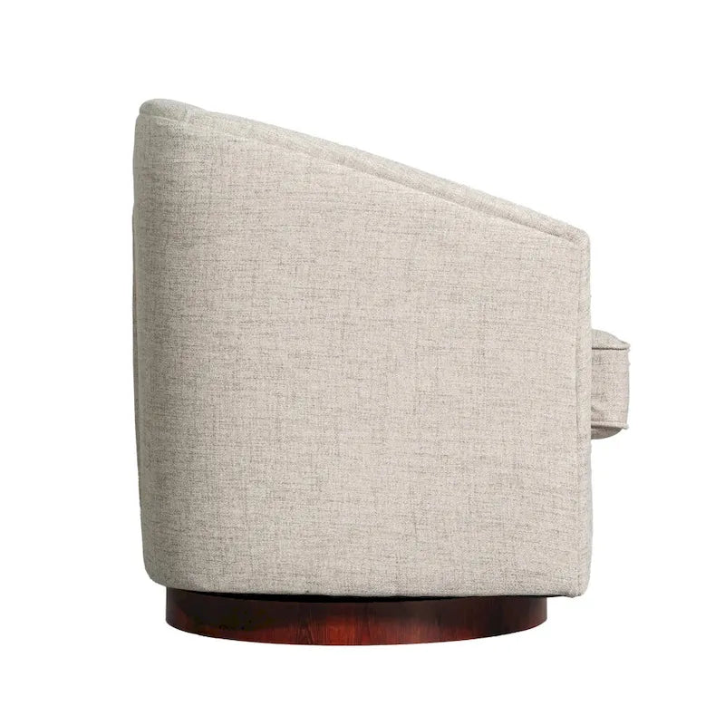 Swivel Barrel Accent Chair with Vinyl Wrapped Base
