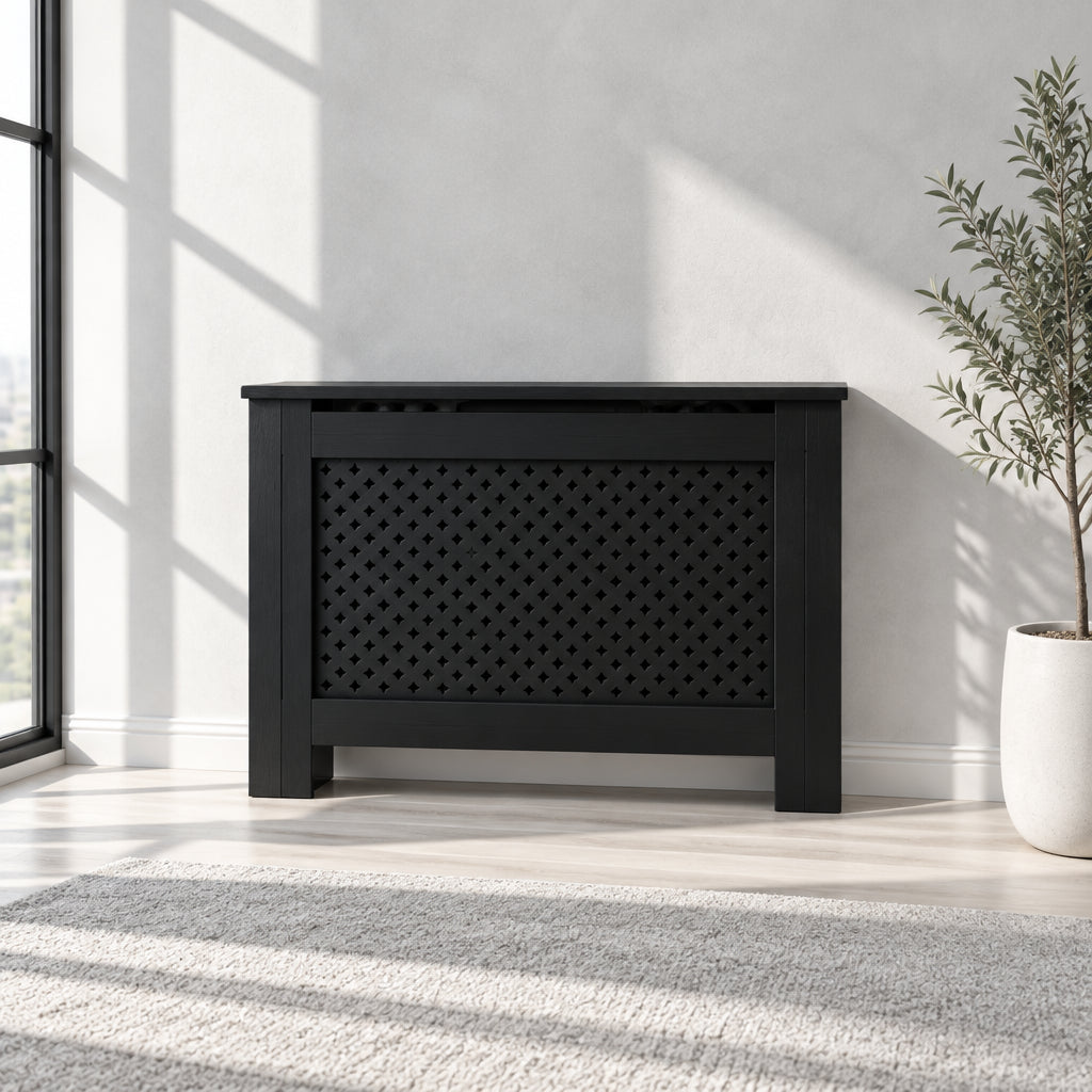 vidaXL Radiator Cover Black 44.1x7.5x32.1 MDF